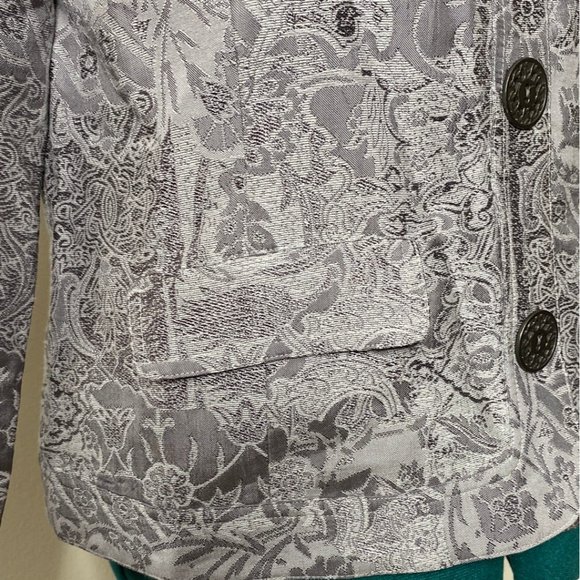 CHICO’S GREY PAISLEY BLAZER SZ 2 (L/12) - Picture 3 of 5